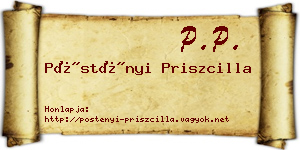 Pöstényi Priszcilla névjegykártya